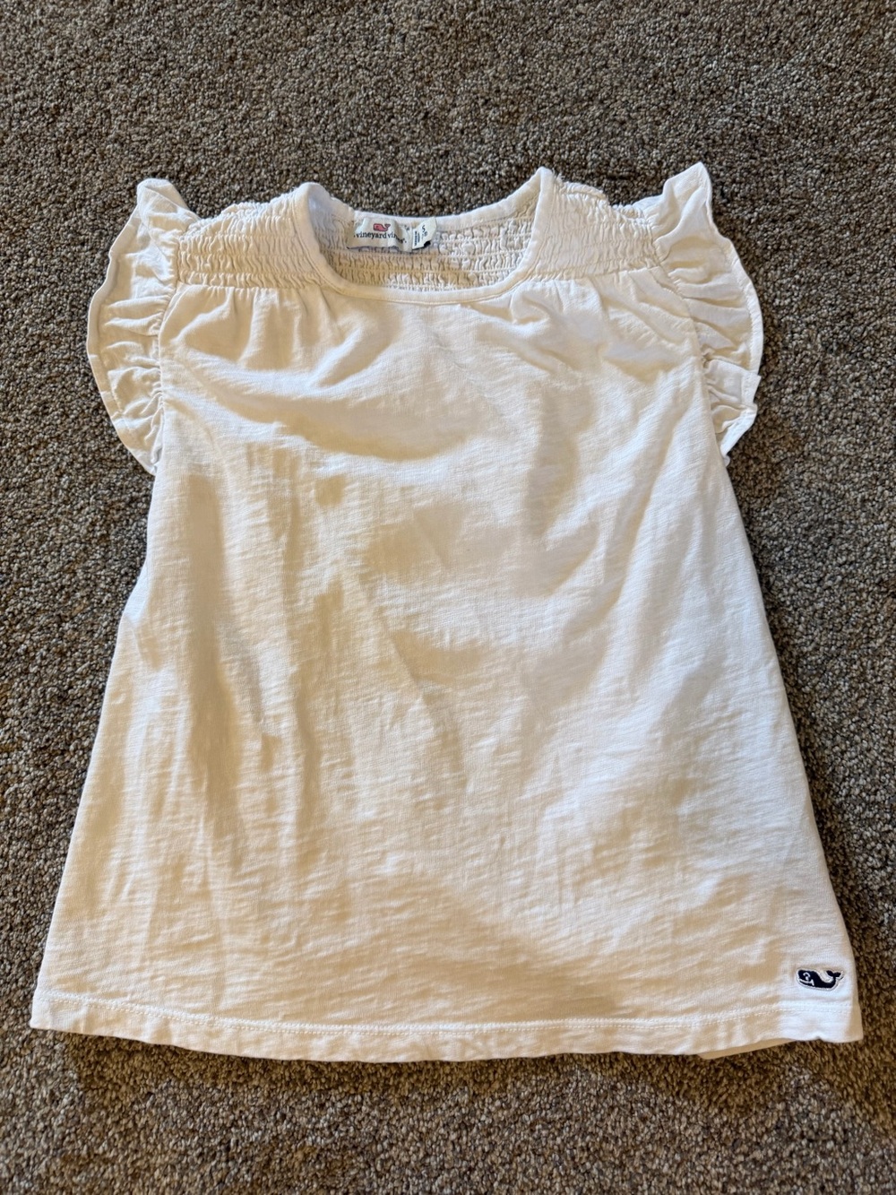 Vineyard Vine Girls White Ruffle Top